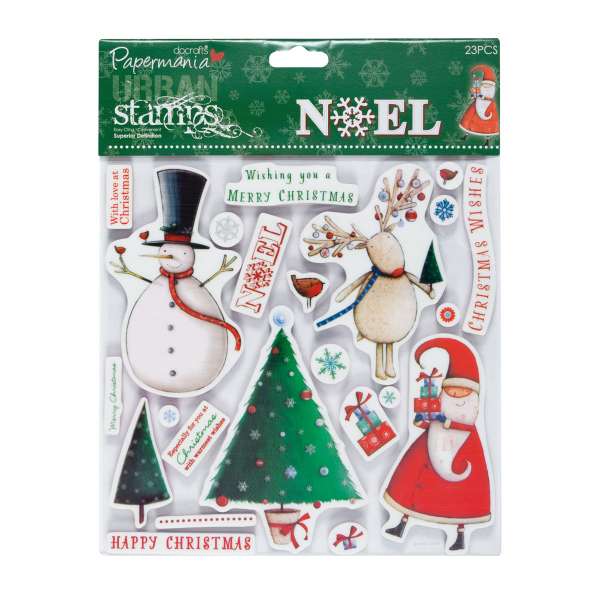 Cling gumové razítko Noel - Vánoční přání - 23 ks Crafty Individuals