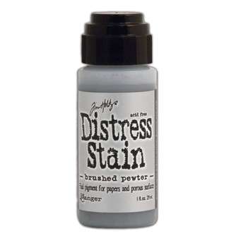 Inkoust v tekuté formě od Ranger, Tim Holtz - Metallic Distress Stain Brushed Pewter
