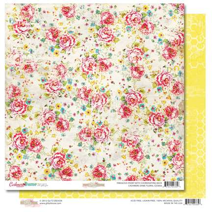 Oboustranná scrapbooková čtvrtka z kolekce Scrapbooková čtvrtka Cashmere Dame Floral Glitz