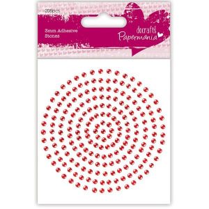 Samolepicí kamínky 206ks (3mm) - Červené na scrapbooking