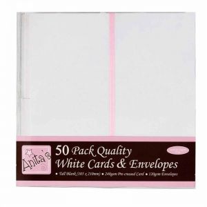 10x21 přání a obálky (50ks) bílé 240g/m2 - Sada blahopřání obálky a karty bílé vysoké, cardmaking, výroba přání