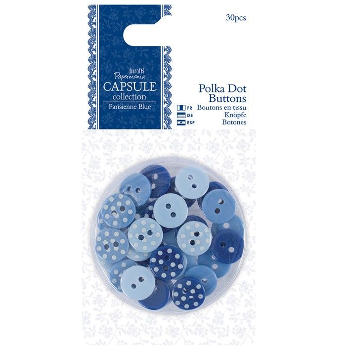 Knoflíky (30ks) puntíkaté Capsule - Parisienne Blue Papermania
