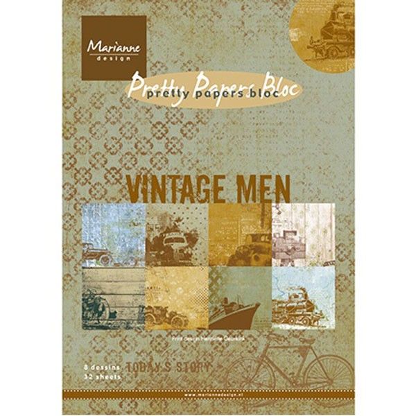 Sada papírů na scrapbooking Marianne Design - Pretty papers bloc Vintage Men, A5 - 8 ks