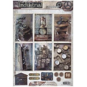 Jednostranný papír na scrapbook A4 Industrial Vintage (1ks) č.131