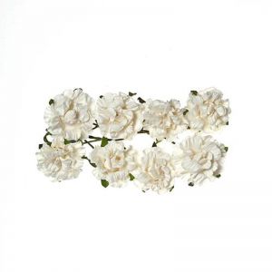 Papírové květiny kadeřavá růžička (8ks) bílá