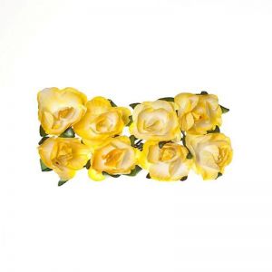 Papírové květiny Růžička (8ks) světle žlutá