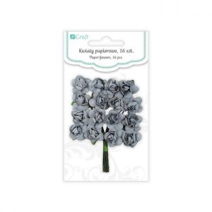 Papírové květy růže (16ks) šedé