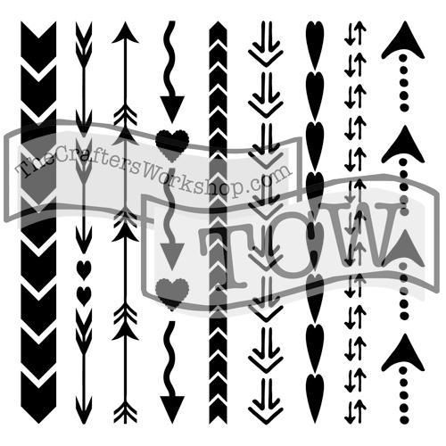 Šablona 6"x6" , Arrows and Hearts, mini TCW