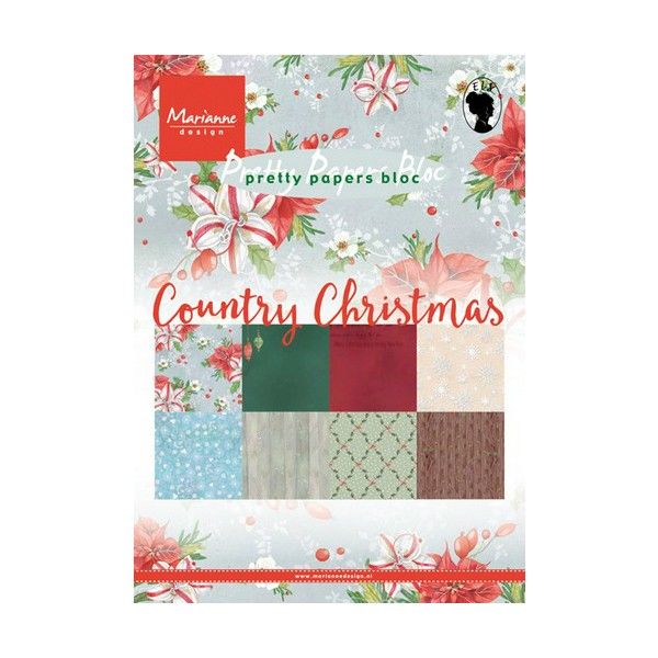 Sada papírů na scrapbooking Marianne Design - Country Christmas 2, A5 - 8 ks