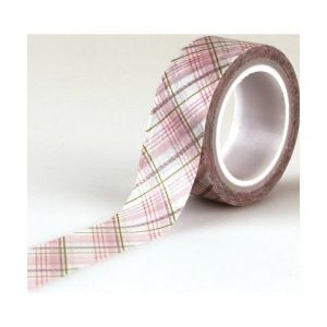 Samolepicí papírová washi páska proužkatá do růžova 1,5 cmx4,5 m
