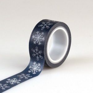 Washi páska Tmavě modrá se sněhovými vločkami