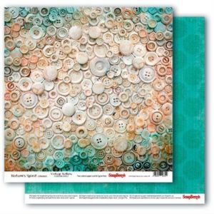 Oboustranný papír na scrapbook ScrapBerry´s Vintage Buttons vyšší gramáže 180 gsm