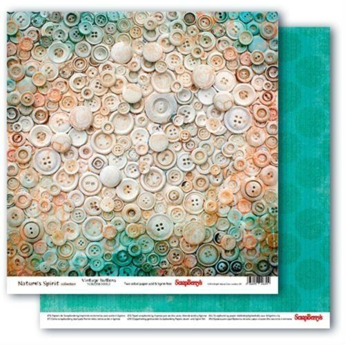 Oboustranný papír na scrapbook ScrapBerry´s Vintage Buttons vyšší gramáže 180 gsm SCRAPBERRYS